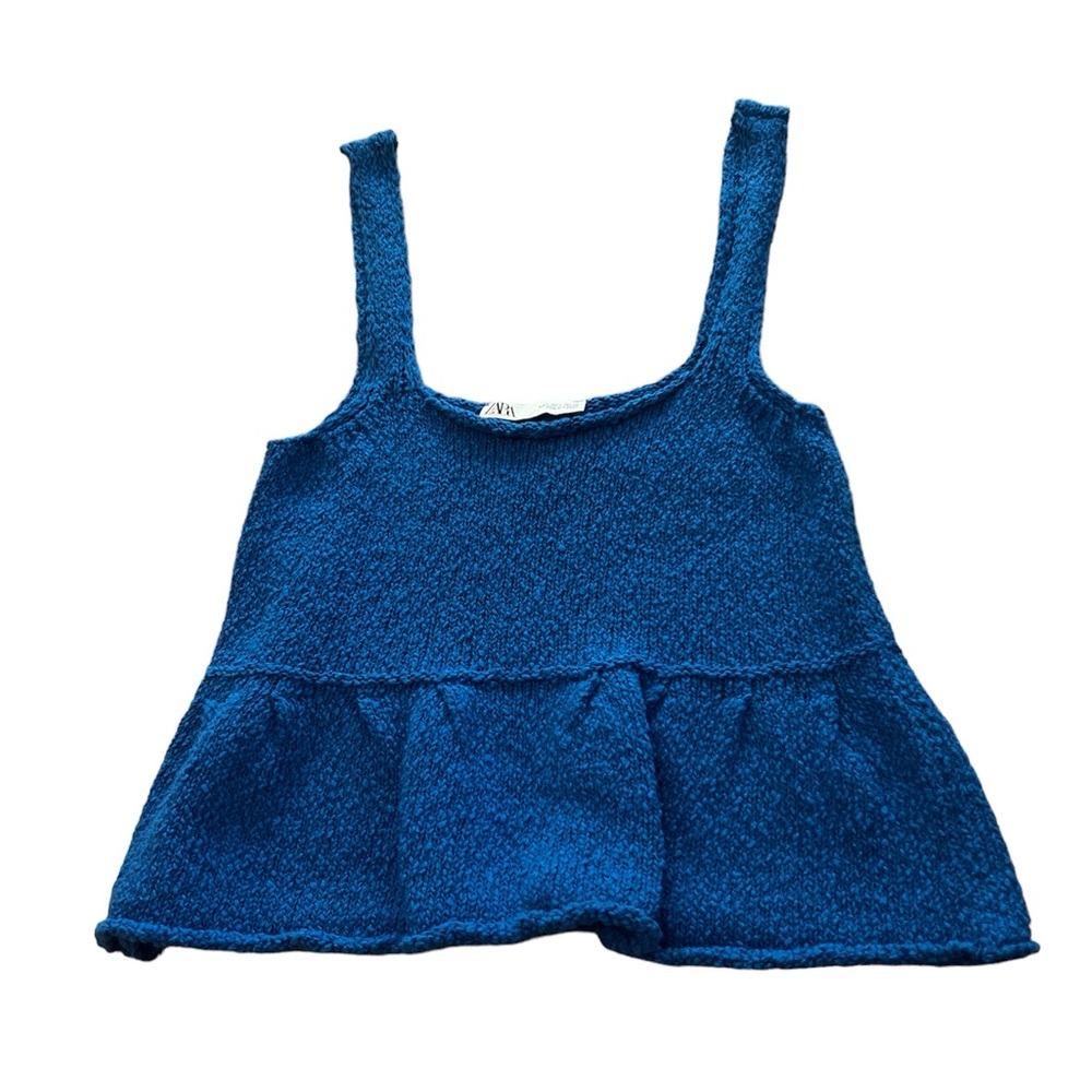 Zara Textured Peplum Tank Top Sz L